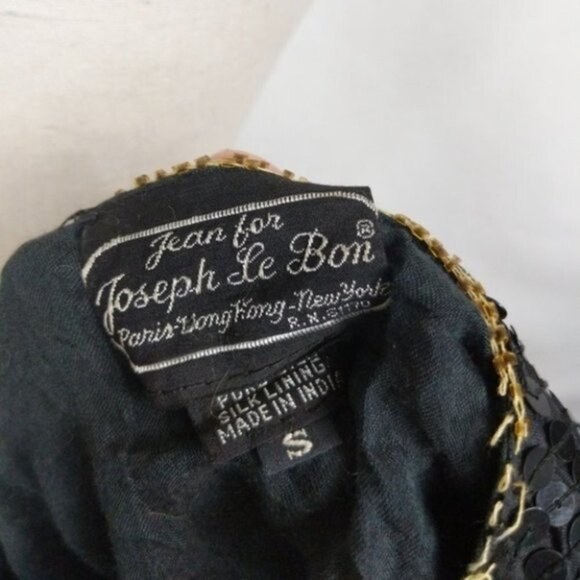 Joseph Le Bon Vintage Silk Sequin Black Gold Sweater S - Picture 6 of 7